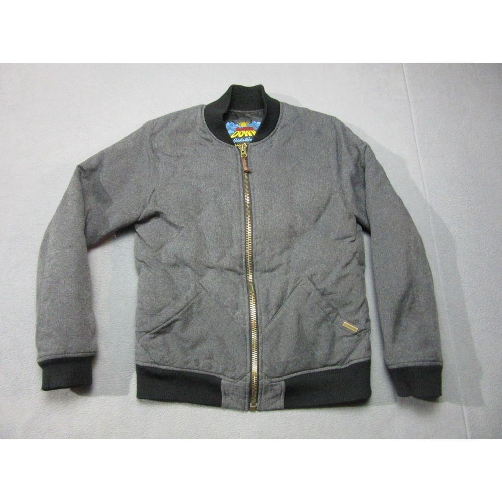 Eddie Bauer Jacket Mens Small Gray Bauer Down Skyliner Puffer Bomber Quilted